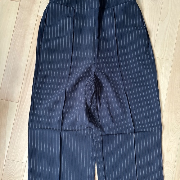 PIECES Pinstripe Wide Leg Trousers – Size M, NWT, Pull-On Fit - Picture 2 of 9